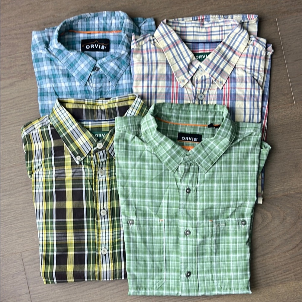 Orvis Men's Plaid Shirt Set - Blue, Green, Yellow, Multicolor